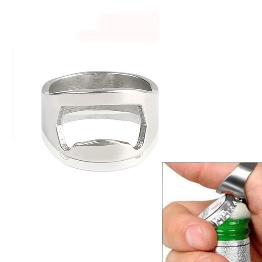 

New 1PCS Stainless Steel Finger Thumb Ring Bottle Open Opener Bar Beer Tool Gifts