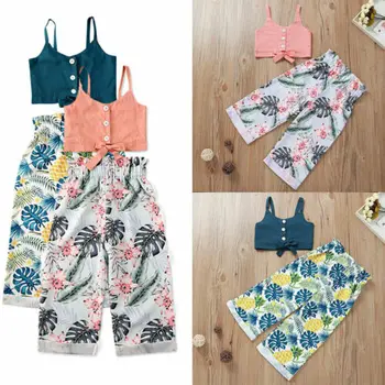 AA 2020 Girls Clothing Set Boho Baby Girl Clothes Button Vest Crops Tops + Wide Trousers Outfit Kids Clothes Sets
AA 2020 Girls Clothing Set Boho Baby Girl Clothes Button Vest Crops Tops + Wide Trousers Outfit Kids Clothes Sets