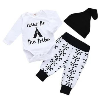 Baby Boy Girls Fashion Casual All-match Letters Pattern Round Collar Long Sleeves Romper Triangle Pattern Pants Hat Set
Baby Boy Girls Fashion Casual All-match Letters Pattern Round Collar Long Sleeves Romper Triangle Pattern Pants Hat Set