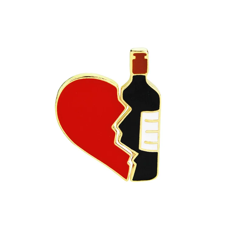 Креативные новые металлические значки в виде сердца винного вина шпильки