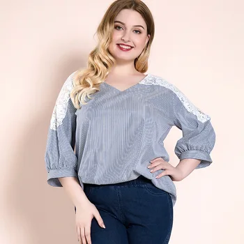 2020 Newest Women's Blouses For 25 Office Female Plus Size Tops Oversized Tshirts Summer Fat Clothing Lace Stripe Patchwork
2020 Newest Women's Blouses For 25 Office Female Plus Size Tops Oversized Tshirts Summer Fat Clothing Lace Stripe Patchwork