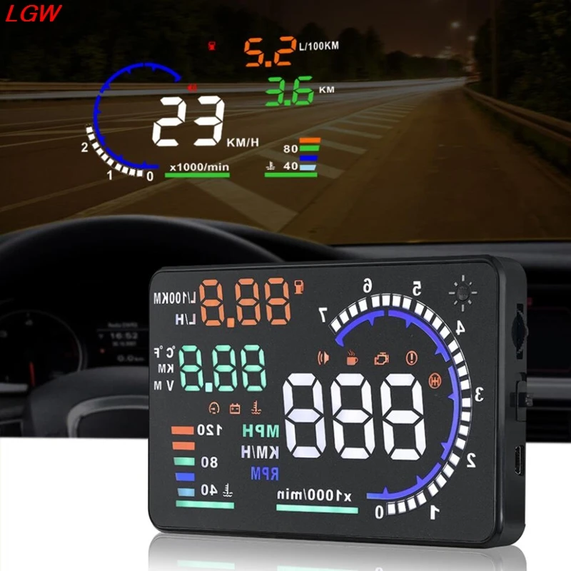 Vehicle A8 5.5 inch car head-up display HUD OBD II night warning system to sense outdoor temperature
Vehicle A8 5.5 inch car head-up display HUD OBD II night warning system to sense outdoor temperature