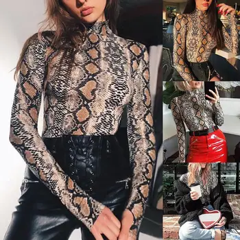 Fashion snake skin Turtleneck Long Sleeve Bodysuit Sexy Bodycon Romper Women's Jumpsuit 2019 New
Fashion snake skin Turtleneck Long Sleeve Bodysuit Sexy Bodycon Romper Women's Jumpsuit 2019 New