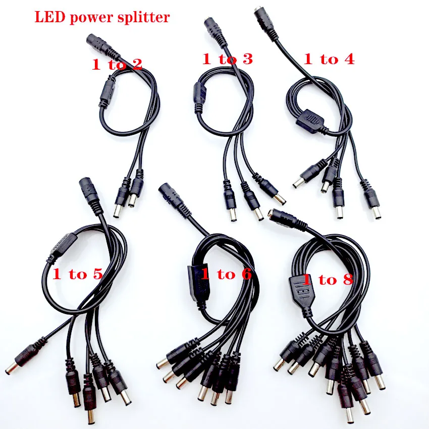DC Power 1 Female to 2 3 4 5 6 8 Male Way Splitter Adapter Connector Plug Cable 5.5mm*2.1mm 12V For CCTV Camera LED Strip Light
DC Power 1 Female to 2 3 4 5 6 8 Male Way Splitter Adapter Connector Plug Cable 5.5mm*2.1mm 12V For CCTV Camera LED Strip Light