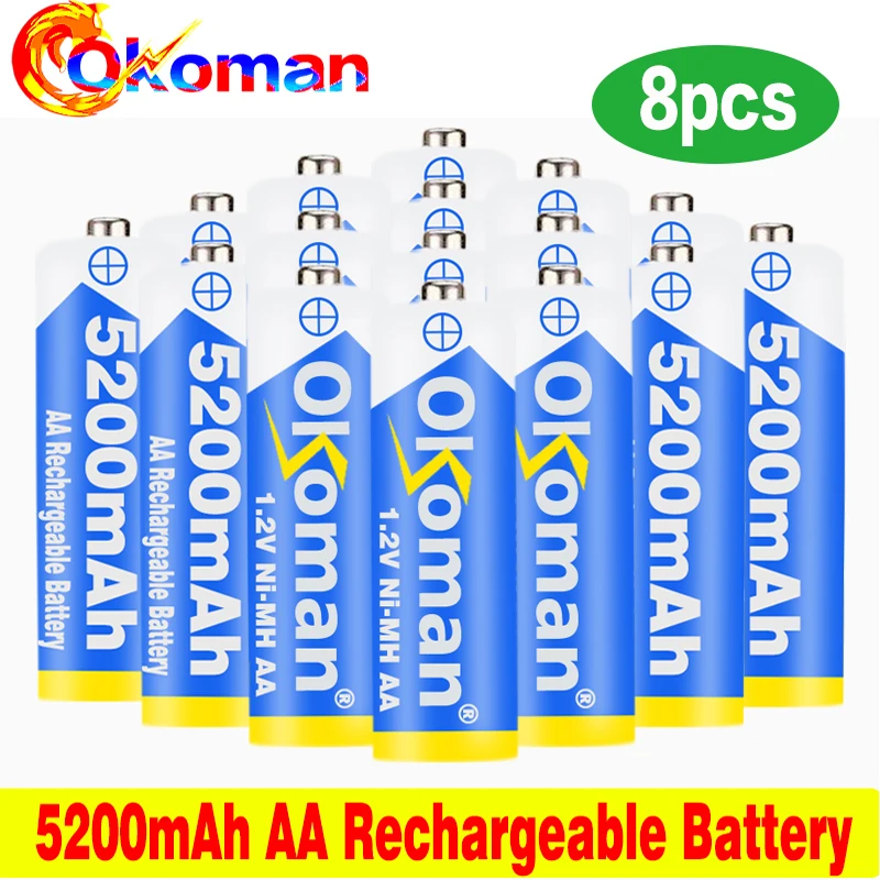AA 5200mAh 1.2 V NI -MH rechargeable battery 2A Bateries for Camera Flashlight Toy Rechargeable Batteries | Электроника