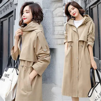 Vintage Plus Size Trench Coats Women 2020 New Spring Autumn Korean Zipper khaki Hooded Windbreaker Long Outerwear Female Tops
Vintage Plus Size Trench Coats Women 2020 New Spring Autumn Korean Zipper khaki Hooded Windbreaker Long Outerwear Female Tops