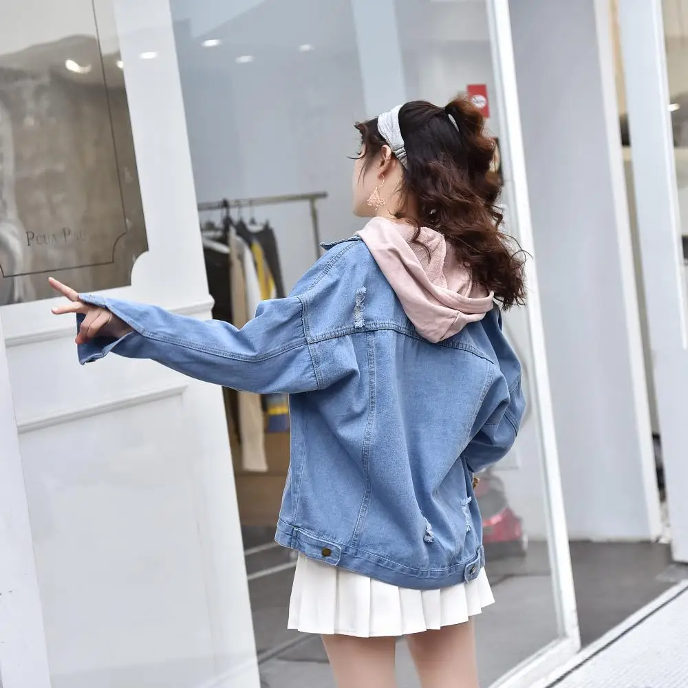 2019 New Style Versatile Students Jeans Coat Women's with Holes Korean-style Loose-Fit Denim Clothing for Women Fashion 
2019 New Style Versatile Students Jeans Coat Women's with Holes Korean-style Loose-Fit Denim Clothing for Women Fashion
