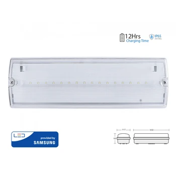 V-TAC LP0524F Led emergency ceiling wall lamp ceiling light 3W mode SA and if time 3 hours white inner outer IP65
V-TAC LP0524F Led emergency ceiling wall lamp ceiling light 3W mode SA and if time 3 hours white inner outer IP65