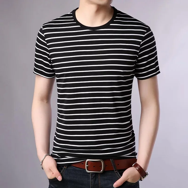 Cotton Short Sleeve t shirt Men Casual Male O Neck Striped Tshirt Tee Shirt Homme
Cotton Short Sleeve t shirt Men Casual Male O Neck Striped Tshirt Tee Shirt Homme