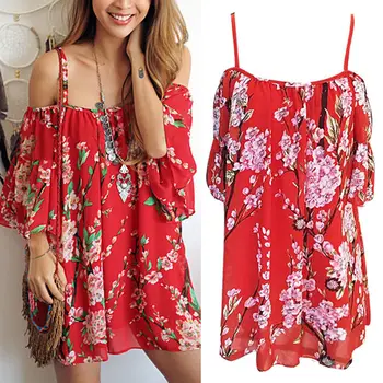 Chiffon Women Floral Beach Dress Bikini Cover Ups Off Shoulder Beachwear Summer Sundress Bathing Suit Swimsuit Red
Chiffon Women Floral Beach Dress Bikini Cover Ups Off Shoulder Beachwear Summer Sundress Bathing Suit Swimsuit Red