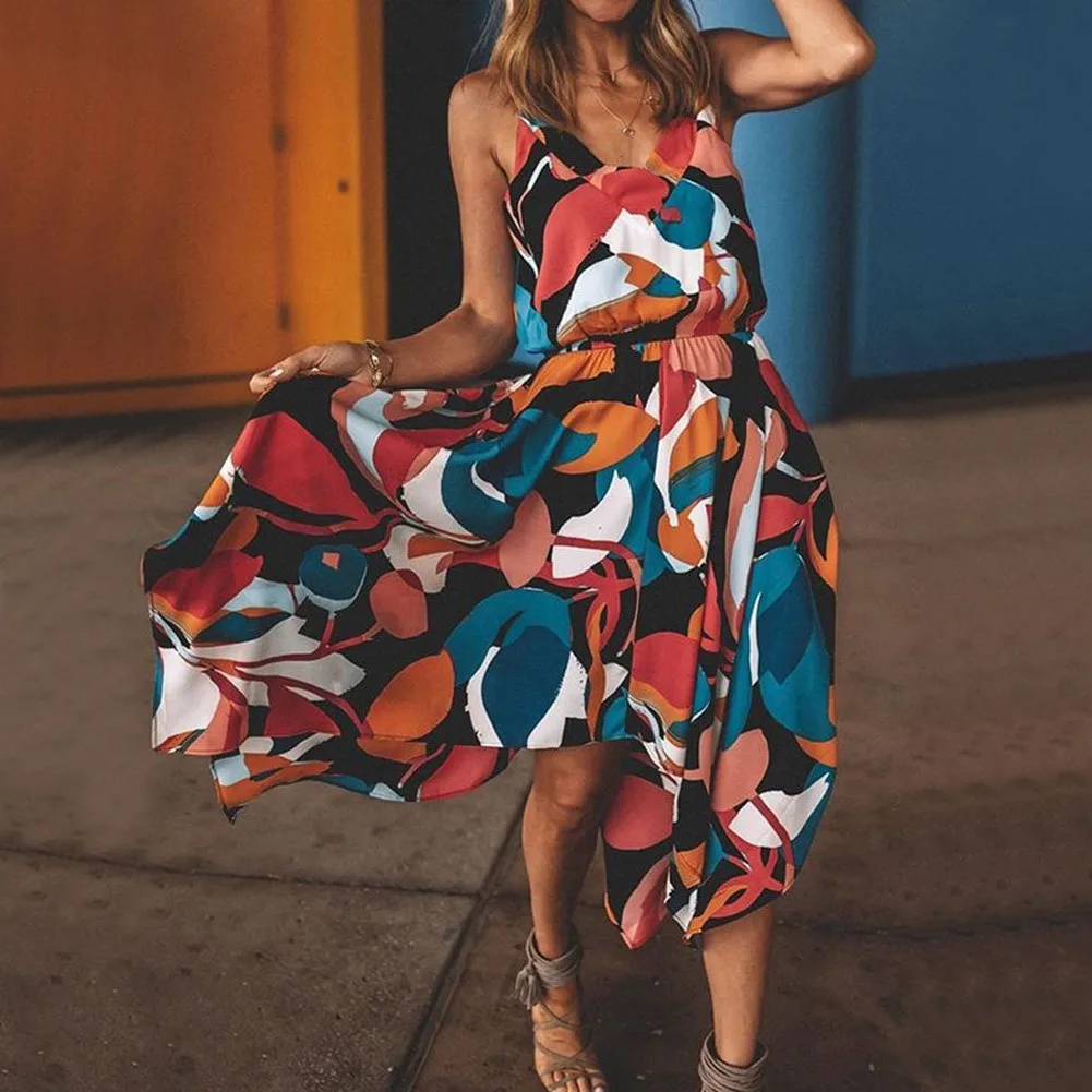 2020 Summer Bohemian Women Print Dress High Waist Sundress Fashion Sexy Short Backless Slip Spaghetti Strap Dresses
2020 Summer Bohemian Women Print Dress High Waist Sundress Fashion Sexy Short Backless Slip Spaghetti Strap Dresses