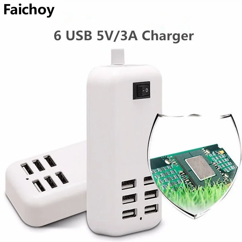 6 USB Charger EU/US Plug 6 USB Ports Multiple Wall 20W 3A 1.5M Smart Adapter Mobile Phone Tablet Charging Device For iPhone iPad
6 USB Charger EU/US Plug 6 USB Ports Multiple Wall 20W 3A 1.5M Smart Adapter Mobile Phone Tablet Charging Device For iPhone iPad