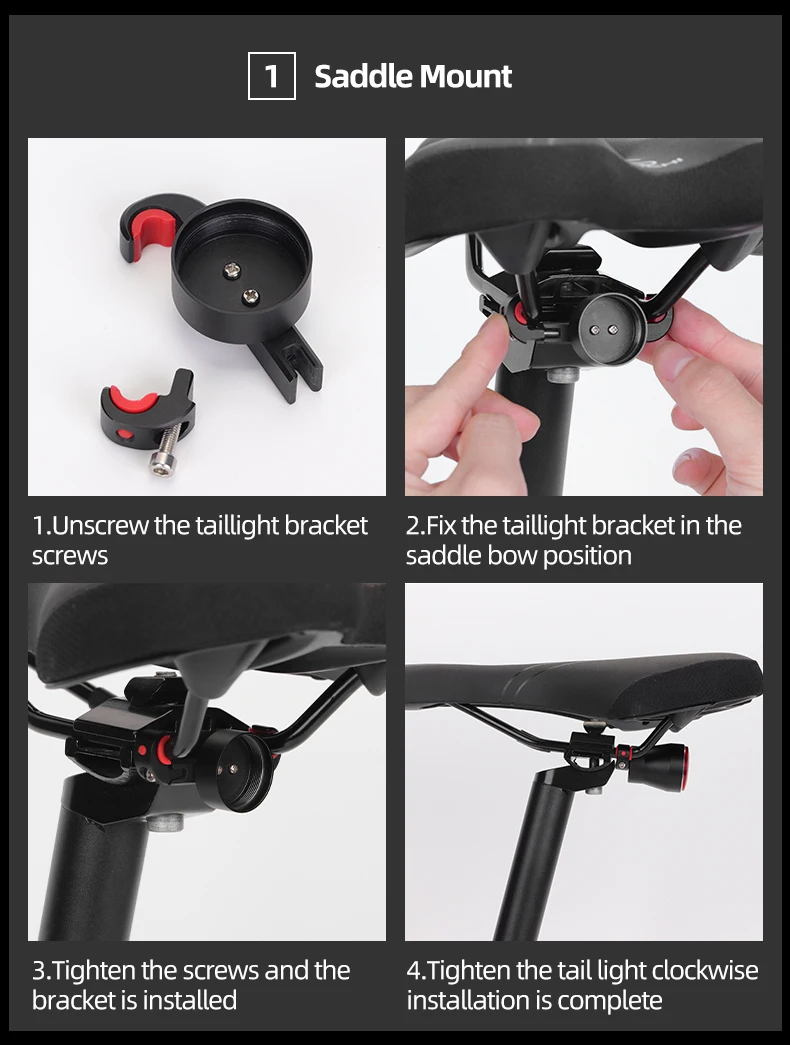 ROCKBROS Bicycle Smart Taillight Bike Rear Light Auto Start/Stop Brake Sensing Light IPX6 Waterproof LED Charging Accessories