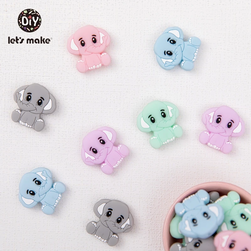 Let's Make 5pc/10pcs BPA Free Animal Silicone Teethers Elephant Baby Teething Product Food Grade Tiny Rod Shower Gifts Cartoon