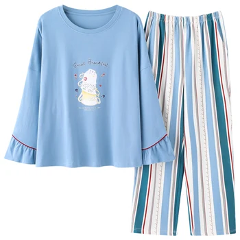 big yards M-XXL cotton pajama sets for women autumn long sleeve pajamas pyjama female cute homewear pijamas mujer 
big yards M-XXL cotton pajama sets for women autumn long sleeve pajamas pyjama female cute homewear pijamas mujer