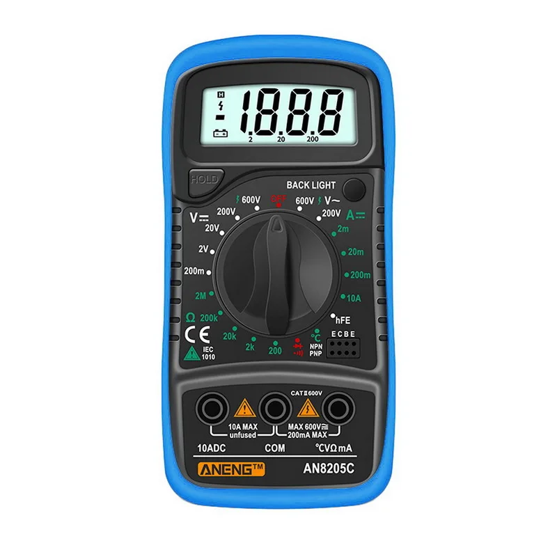 Portable 8205C Digital Multimeter AC / DC Ammeter Volt Ohm Tester Meter Multimetro With Thermocouple LCD Backlight Large Screen
Portable 8205C Digital Multimeter AC / DC Ammeter Volt Ohm Tester Meter Multimetro With Thermocouple LCD Backlight Large Screen