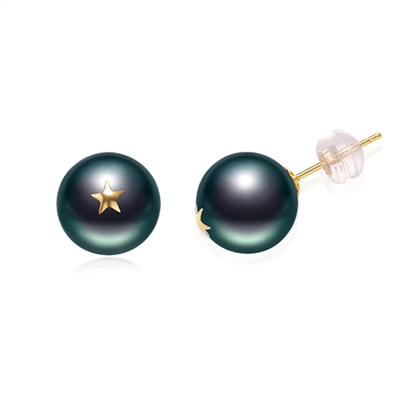 DMEBT018 18K Yellow Gold Star with 10-11mm Black Tahitian Pearl Earrings For Women Gift
DMEBT018 18K Yellow Gold Star with 10-11mm Black Tahitian Pearl Earrings For Women Gift