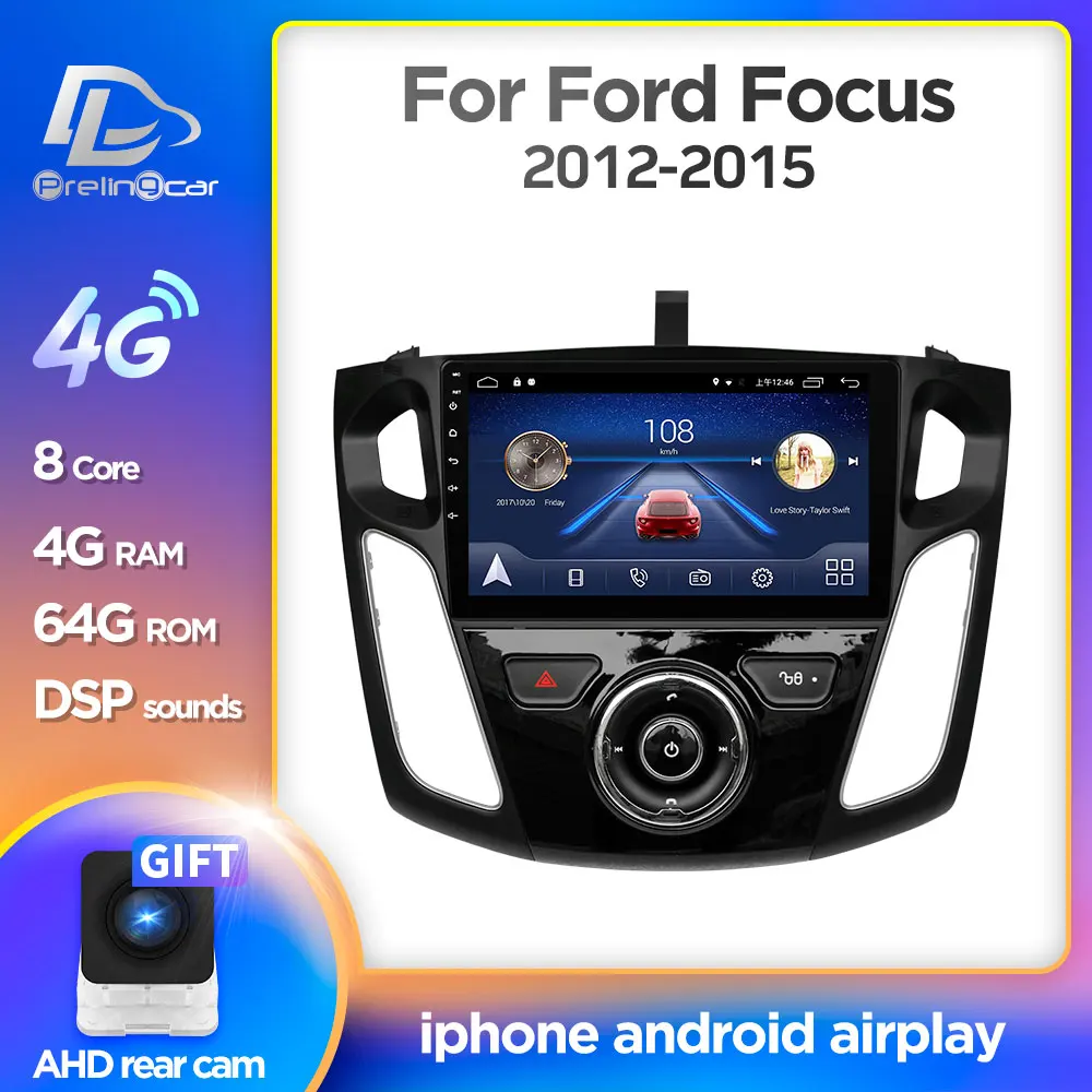 Автомагнитола Prelingcar Android 10 0 для Ford Focus 2012 2015 мультимедийный видеоплеер с GPS