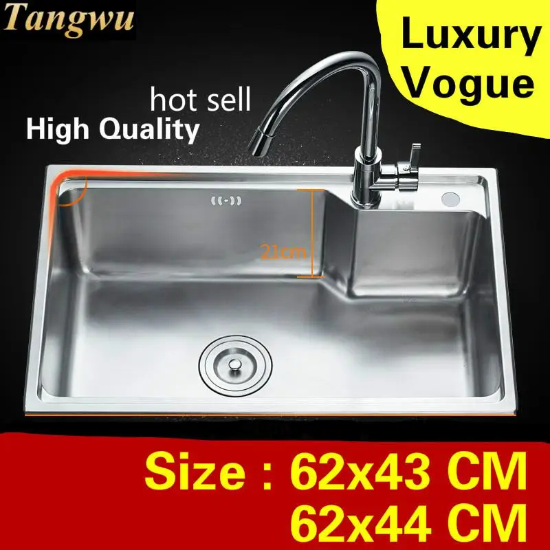 

Free shipping Apartment do the dishes kitchen single trough sink high quality 304 stainless steel hot sell luxury 62x43/62x44 CM