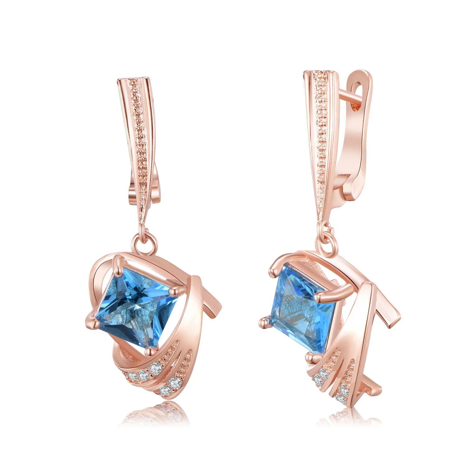 Exquisite Rose Gold Plated Dangle Drop Earrings Square Cut Sea Blue Gems Zircon Bridal Earrings Wedding Jewelry for Women
Exquisite Rose Gold Plated Dangle Drop Earrings Square Cut Sea Blue Gems Zircon Bridal Earrings Wedding Jewelry for Women