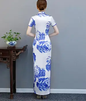 Party Dress Chinese Blue&White Porcelain Cheongsam Womens Elegant Qipao Evening Dress Slim Long Robe Chinese Traditional Dress
Party Dress Chinese Blue&White Porcelain Cheongsam Womens Elegant Qipao Evening Dress Slim Long Robe Chinese Traditional Dress