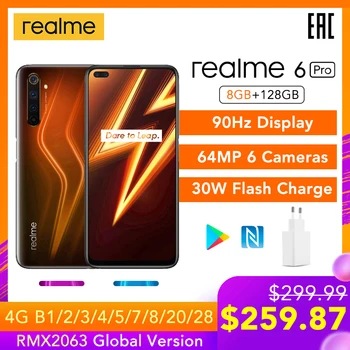 realme 6 Pro 8GB RAM 128GB ROM 6pro Global Version Mobile Phone Snapdragon 720G 30W Fast Charge 64MP Camera Original EU Plug NFC
realme 6 Pro 8GB RAM 128GB ROM 6pro Global Version Mobile Phone Snapdragon 720G 30W Fast Charge 64MP Camera Original EU Plug NFC