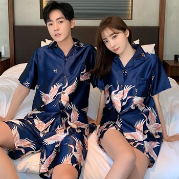 Couple Pajamas Luxury Silk Premium Night Sleepwear Men's Pyjama Sets Women's Home Wear Summer Cool Casual Suits 
Couple Pajamas Luxury Silk Premium Night Sleepwear Men's Pyjama Sets Women's Home Wear Summer Cool Casual Suits