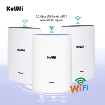 KuWFi 3-pack Tri-band Whole Home Mesh WiFi System with AC2200 speed Gigabit mesh WiFi5 Router&Extender covers up to 6500 sq.ft
KuWFi 3-pack Tri-band Whole Home Mesh WiFi System with AC2200 speed Gigabit mesh WiFi5 Router&Extender covers up to 6500 sq.ft