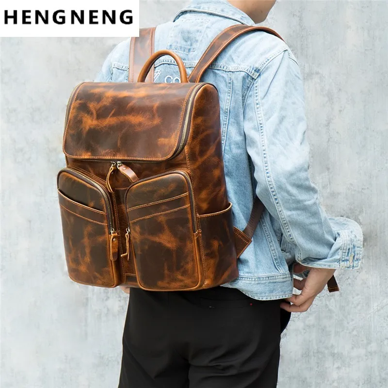 Crazy Horse Leather Man Backpack 15.6 Inch Laptop Backpack Shoulders Men Anti-theft Waterproof Travel Backpack
Crazy Horse Leather Man Backpack 15.6 Inch Laptop Backpack Shoulders Men Anti-theft Waterproof Travel Backpack