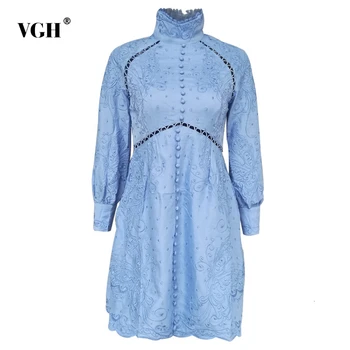 VGH White Hollow Out Women's Dress Stand Collar Lantern Long Sleeve High Waist Dresses Female 2020 Spring Clothing Fashion Tide
VGH White Hollow Out Women's Dress Stand Collar Lantern Long Sleeve High Waist Dresses Female 2020 Spring Clothing Fashion Tide