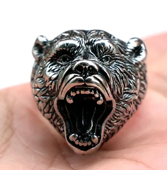Stainless steel bear head ring Viking roar bear head titanium steel ring men exaggerated accessories Viking jewelry 
Stainless steel bear head ring Viking roar bear head titanium steel ring men exaggerated accessories Viking jewelry