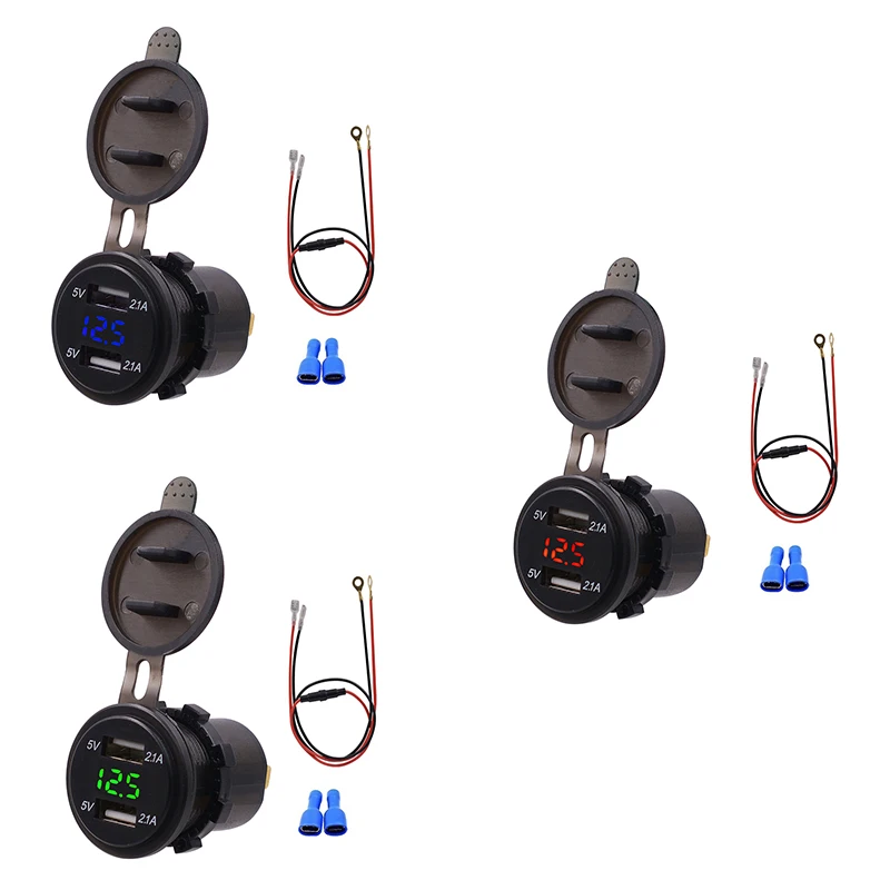 Waterproof Dual USB Charger Socket Power Outlet 2.1A & 2.1A With Digital Voltmeter LED Light for IPad IPhone Car Boat Motorcycle
Waterproof Dual USB Charger Socket Power Outlet 2.1A & 2.1A With Digital Voltmeter LED Light for IPad IPhone Car Boat Motorcycle