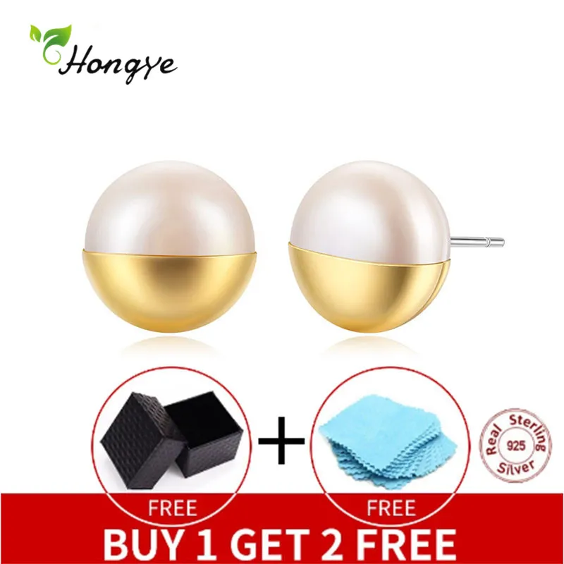 Hongye 100% 925 Sterling Silver New Pearl Stud Earrings For Women Girl Fashion Punk Golden White Fine Jewelry Gifts Brincos
Hongye 100% 925 Sterling Silver New Pearl Stud Earrings For Women Girl Fashion Punk Golden White Fine Jewelry Gifts Brincos