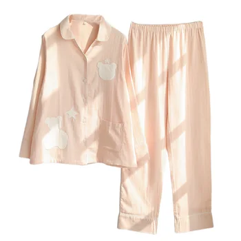 Solid Pijama Mujer Autumn Home Suit Cute Pajamas for Women Cotton Sleepwear Set Women's Night Pyjama Pigiama Donna Home Clothes
Solid Pijama Mujer Autumn Home Suit Cute Pajamas for Women Cotton Sleepwear Set Women's Night Pyjama Pigiama Donna Home Clothes
