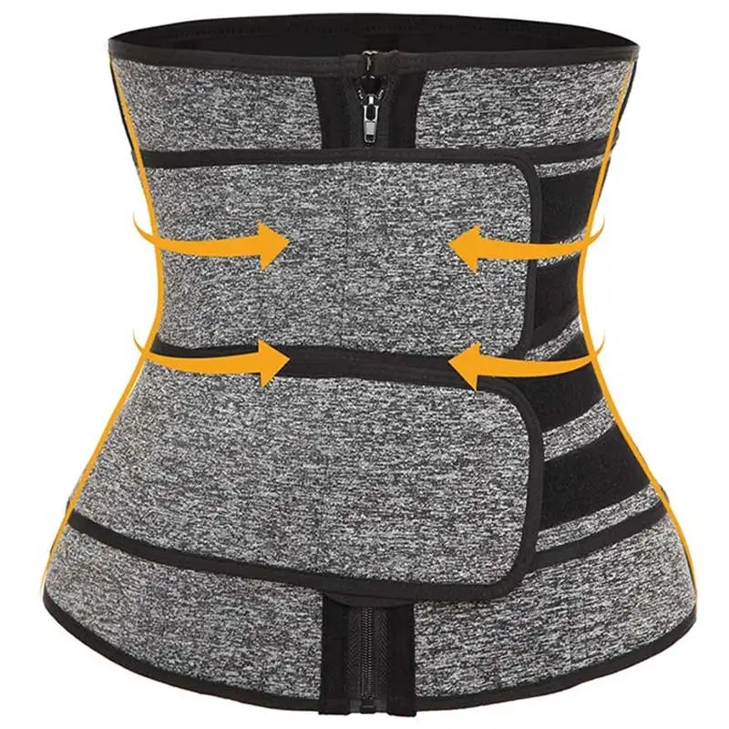 

Gray Neoprene Waist Trainer Corset Unerbust Bustier Double Magic Paste Korse Zip Up Gorset Plus Size 6XL Weight Loss Korsett Hot