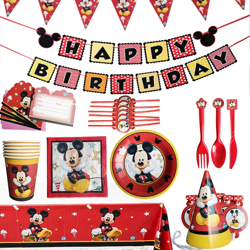 Mickey Mouse Children's Theme Birthday Party Arrangement Decorative Paper Cup Draw Flag Tablecloth Disposable Party Supplies
Mickey Mouse Children's Theme Birthday Party Arrangement Decorative Paper Cup Draw Flag Tablecloth Disposable Party Supplies