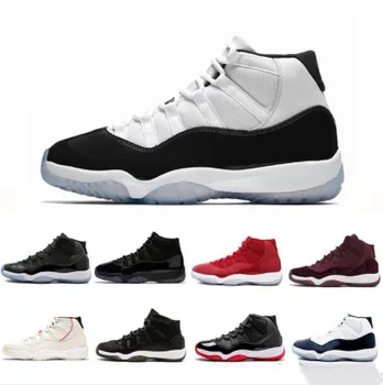 

New 11 11s 2020 Bred Cap And Gown Concord 45 Basketball casual Shoes Men 11 Space Jam Gym Red 72-10 Sneakers SIZE 7-13