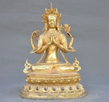 wedding decoration Old Tibetan Buddhism Bronze gilt 4 Arms Chenrezig Kwan-yin Guanyin Buddha Statue
wedding decoration Old Tibetan Buddhism Bronze gilt 4 Arms Chenrezig Kwan-yin Guanyin Buddha Statue