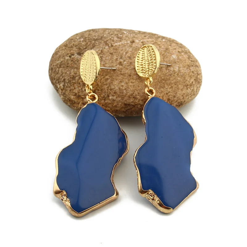 Bijoux Fashion Chic Golded Blue Yellow Big Long Drop Earrings For Women Jewelry Statement Pendientes Mujer Moda 2019 Ohrringe (6)
