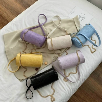 Crocodile Pattern Bucket Bag PU Leather Mini Crossbody Bags for Women 2020 Chain Solid Color Cylinder Fashion Shoulder Handbags 
Crocodile Pattern Bucket Bag PU Leather Mini Crossbody Bags for Women 2020 Chain Solid Color Cylinder Fashion Shoulder Handbags