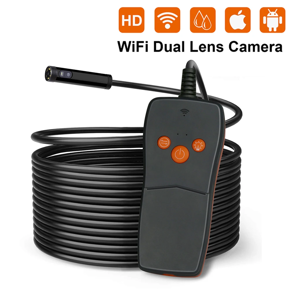 

1m/2m/3m/5m Wireless WiFi Dual Endoscope Camera HD Hard Cable Inspection Camera 8mm 6 LED Borescope for IOS Android PC Endoscope