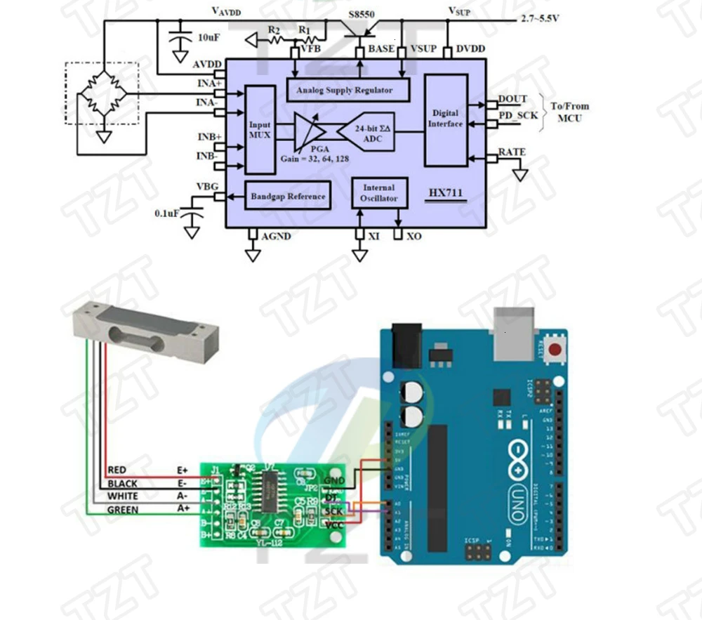 Generic + Weighing Scale Module Kitchen Load 10KG HX711 Sensors Ad