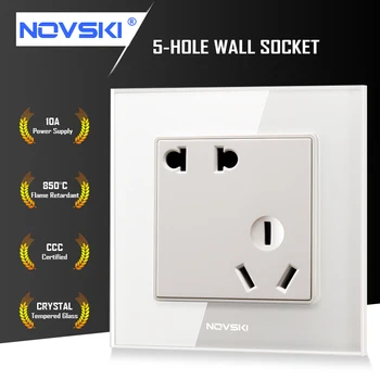 220-250V 10A 5-Hole Wall Socket German Bayer Flame Retardant Material Tempered Glass Panel, 86*86, Grounded
220-250V 10A 5-Hole Wall Socket German Bayer Flame Retardant Material Tempered Glass Panel, 86*86, Grounded