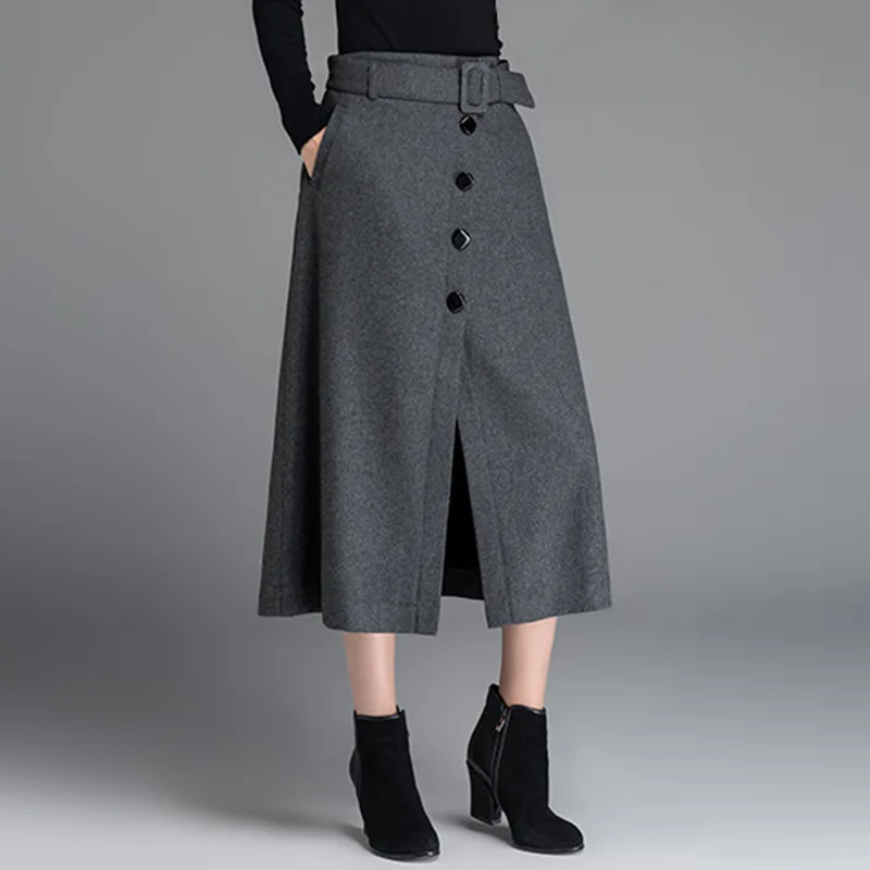 Wool Slit Skirt Women's Autumn 2019 Autumn And Winter New Style WOMEN'S Dress High-waisted Buckle A- line Skirt Woolen Skirt
Wool Slit Skirt Women's Autumn 2019 Autumn And Winter New Style WOMEN'S Dress High-waisted Buckle A- line Skirt Woolen Skirt