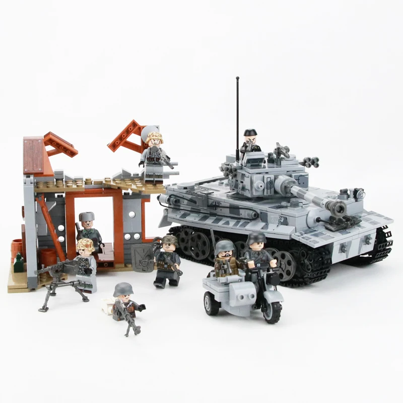 1154PCS WW2 Military Germany Tiger Tank Building Blocks legoingly WW2 Military Tank Army Soldier Weapon Bricks Toys for Children
1154PCS WW2 Military Germany Tiger Tank Building Blocks legoingly WW2 Military Tank Army Soldier Weapon Bricks Toys for Children
