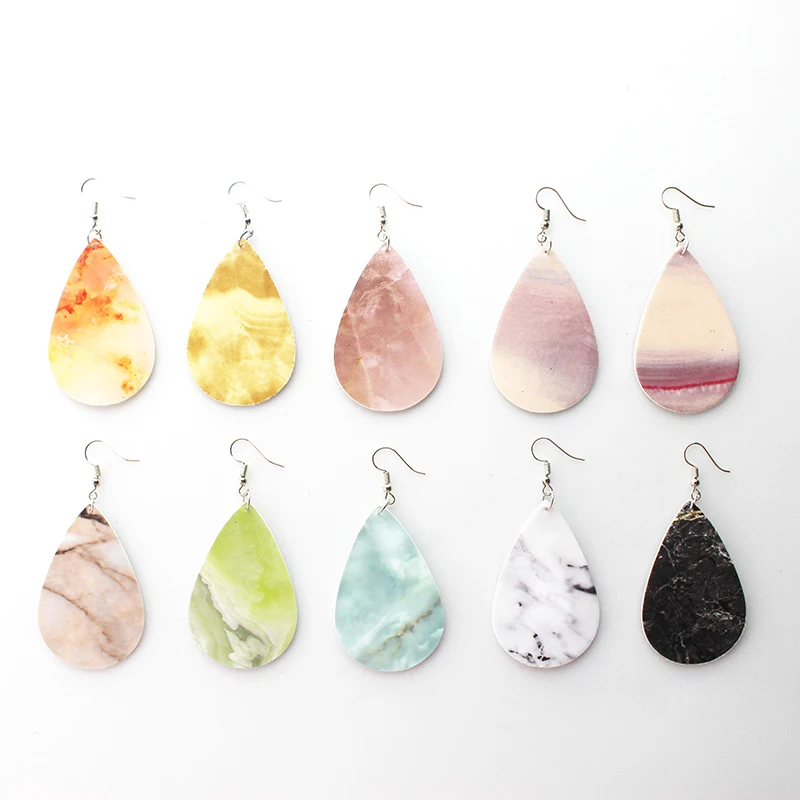 Simple Marble Print Smooth Teardrop PU Leather Earrings Double Sided Glitter Antique Natural Texture Water Drop Earrings Fashion
Simple Marble Print Smooth Teardrop PU Leather Earrings Double Sided Glitter Antique Natural Texture Water Drop Earrings Fashion