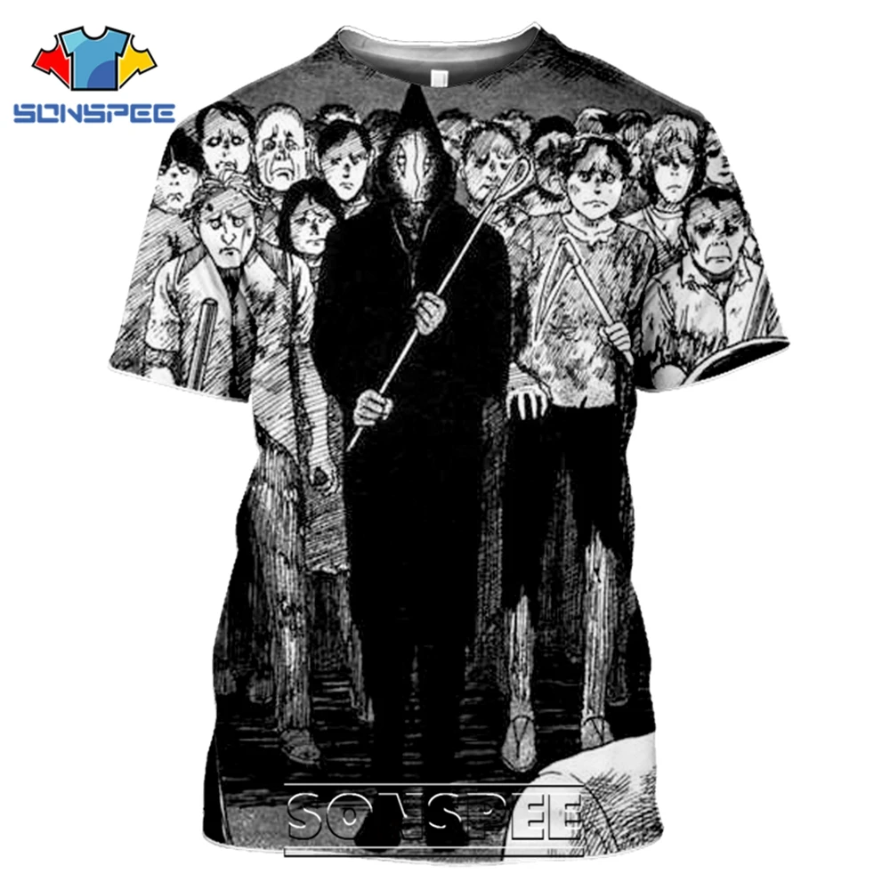 Junji Ito T-shirts SONSPEE 3D Print Men Women Casual Japanese Streetwear Harajuku Hip Hop Horror Aesthetic Anime Tees Tops Shirt (6)