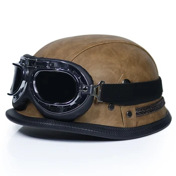 German Leather Helmet WWII Style BLACK German Motorcycle Open Face Half Helmet Chopper Biker Pilot Vespa camouflage casco moto
German Leather Helmet WWII Style BLACK German Motorcycle Open Face Half Helmet Chopper Biker Pilot Vespa camouflage casco moto