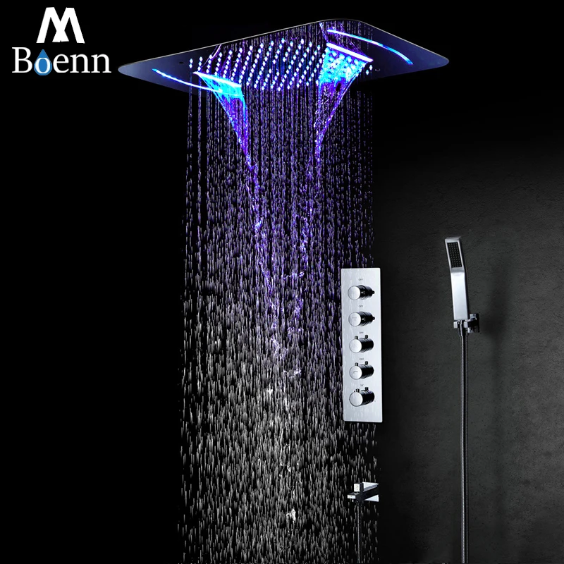 M Boenn LED Light Shower head Bathroom Shower Mixer Valve Thermostatic Shower Faucet Embedded Ceiling Mounted Shower Set Chrome
M Boenn LED Light Shower head Bathroom Shower Mixer Valve Thermostatic Shower Faucet Embedded Ceiling Mounted Shower Set Chrome