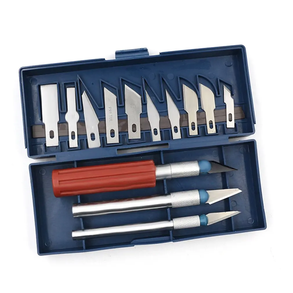 13pc Durable Precision Knife Set Exacto Style Multi-function Hobby Knife Crafts Carving Cutter Graver Sculpting Art Tool Set
13pc Durable Precision Knife Set Exacto Style Multi-function Hobby Knife Crafts Carving Cutter Graver Sculpting Art Tool Set